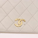CHANEL Matelasse Chain Shoulder Bag Lamb Skin White Gold CC Auth bs36522-9