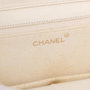 CHANEL Matelasse Chain Shoulder Bag Lamb Skin White Gold CC Auth bs36522-20