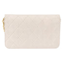 CHANEL Matelasse Chain Shoulder Bag Lamb Skin White Gold CC Auth bs36522-2