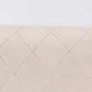 CHANEL Matelasse Chain Shoulder Bag Lamb Skin White Gold CC Auth bs36522-3