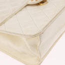 CHANEL Matelasse Chain Shoulder Bag Lamb Skin White Gold CC Auth bs36523-9