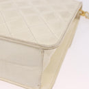 CHANEL Matelasse Chain Shoulder Bag Lamb Skin White Gold CC Auth bs36523-17