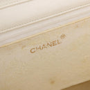 CHANEL Matelasse Chain Shoulder Bag Lamb Skin White Gold CC Auth bs36523-20