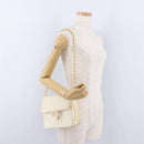 CHANEL Matelasse Chain Shoulder Bag Lamb Skin White Gold CC Auth bs36523-24