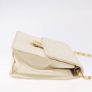 CHANEL Matelasse Chain Shoulder Bag Lamb Skin White Gold CC Auth bs36523-3