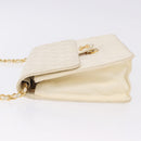 CHANEL Matelasse Chain Shoulder Bag Lamb Skin White Gold CC Auth bs36523-4