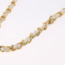 CHANEL Matelasse Chain Shoulder Bag Lamb Skin White Gold CC Auth bs36523-8