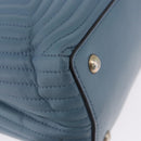 FENDI Dot Com Click Hand Bag Leather Blue Silver Auth bs36524-9