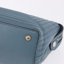 FENDI Dot Com Click Hand Bag Leather Blue Silver Auth bs36524-14