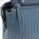 FENDI Dot Com Click Hand Bag Leather Blue Silver Auth bs36524-18