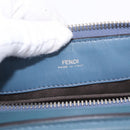 FENDI Dot Com Click Hand Bag Leather Blue Silver Auth bs36524-19