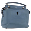 FENDI Dot Com Click Hand Bag Leather Blue Silver Auth bs36524-1