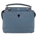 FENDI Dot Com Click Hand Bag Leather Blue Silver Auth bs36524-2