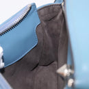 FENDI Dot Com Click Hand Bag Leather Blue Silver Auth bs36524-23