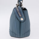 FENDI Dot Com Click Hand Bag Leather Blue Silver Auth bs36524-4