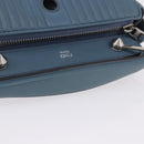 FENDI Dot Com Click Hand Bag Leather Blue Silver Auth bs36524-7