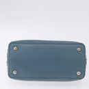FENDI Dot Com Click Hand Bag Leather Blue Silver Auth bs36524-5