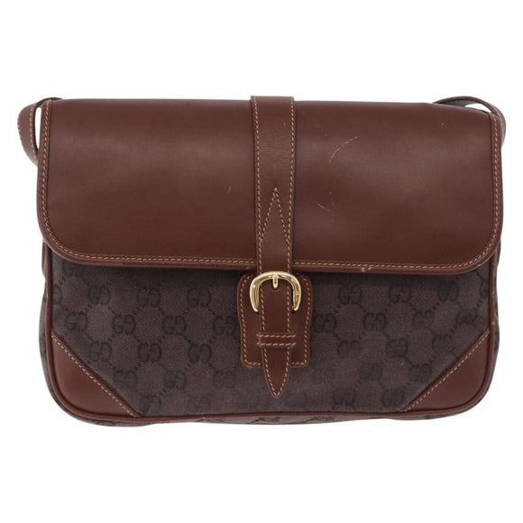 GUCCI GG Canvas Shoulder Bag Brown Gold 001 261 0613 Auth bs36525