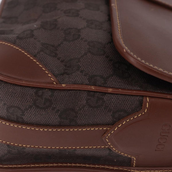 GUCCI GG Canvas Shoulder Bag Brown Gold 001 261 0613 Auth bs36525