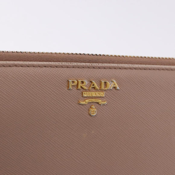 PRADA Long Wallet Safiano Leather Beige Gold Auth bs36526