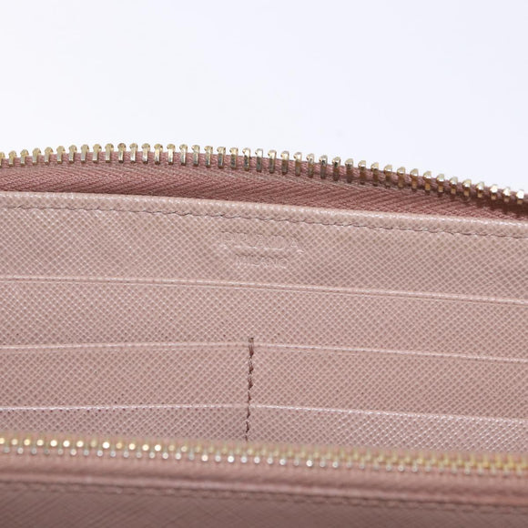 PRADA Long Wallet Safiano Leather Beige Gold Auth bs36526