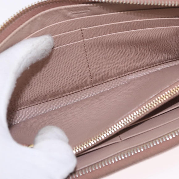 PRADA Long Wallet Safiano Leather Beige Gold Auth bs36526