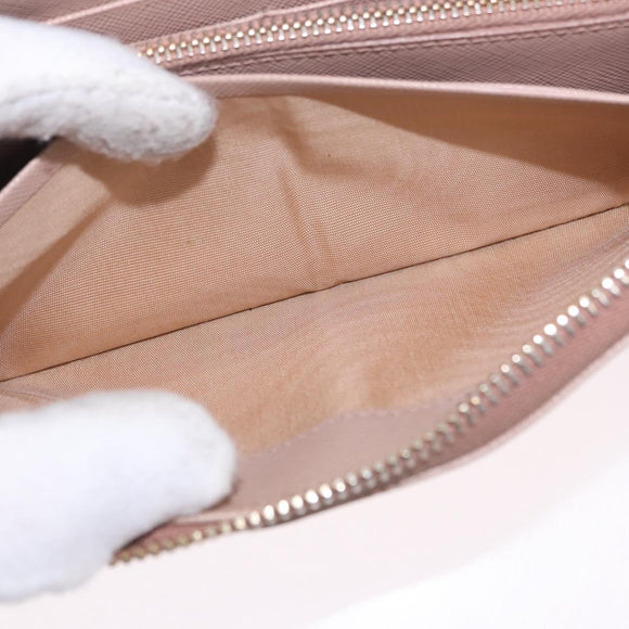 PRADA Long Wallet Safiano Leather Beige Gold Auth bs36526