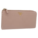PRADA Long Wallet Safiano Leather Beige Gold Auth bs36526-1