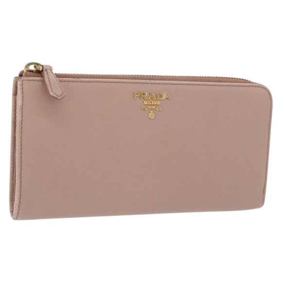 PRADA Long Wallet Safiano Leather Beige Gold Auth bs36526