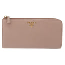 PRADA Long Wallet Safiano Leather Beige Gold Auth bs36526-13