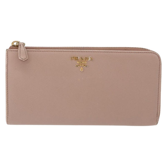 PRADA Long Wallet Safiano Leather Beige Gold Auth bs36526