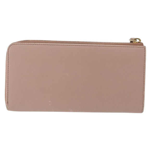 PRADA Long Wallet Safiano Leather Beige Gold Auth bs36526