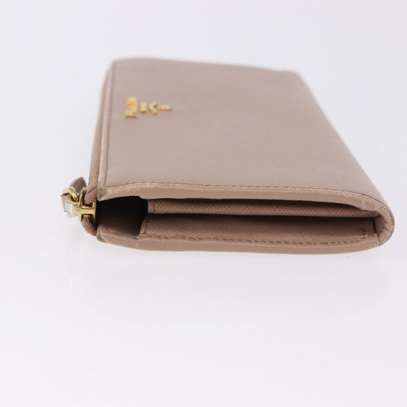 PRADA Long Wallet Safiano Leather Beige Gold Auth bs36526