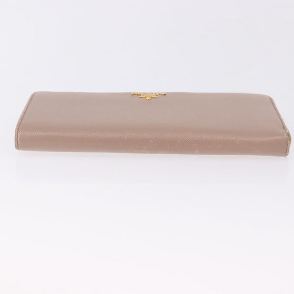 PRADA Long Wallet Safiano Leather Beige Gold Auth bs36526