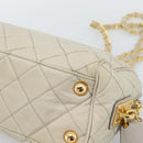 PRADA Chain Shoulder Bag Nylon Beige Gold Auth bs36530-17