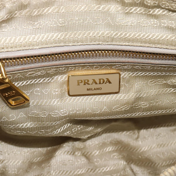 PRADA Chain Shoulder Bag Nylon Beige Gold Auth bs36530
