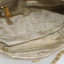 PRADA Chain Shoulder Bag Nylon Beige Gold Auth bs36530-11