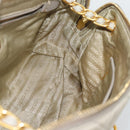 PRADA Chain Shoulder Bag Nylon Beige Gold Auth bs36530-22