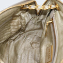 PRADA Chain Shoulder Bag Nylon Beige Gold Auth bs36530-23