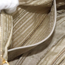 PRADA Chain Shoulder Bag Nylon Beige Gold Auth bs36530-26