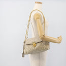 PRADA Chain Shoulder Bag Nylon Beige Gold Auth bs36530-27