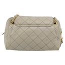PRADA Chain Shoulder Bag Nylon Beige Gold Auth bs36530-2