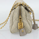 PRADA Chain Shoulder Bag Nylon Beige Gold Auth bs36530-3