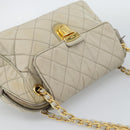 PRADA Chain Shoulder Bag Nylon Beige Gold Auth bs36530-14