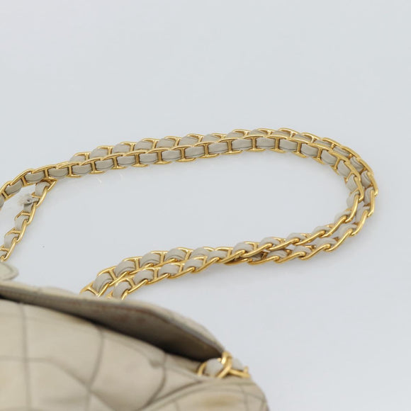 PRADA Chain Shoulder Bag Nylon Beige Gold Auth bs36530