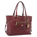 PRADA Hand Bag Leather Red Gold Auth bs36531-1