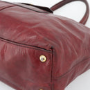 PRADA Hand Bag Leather Red Gold Auth bs36531-9