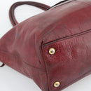 PRADA Hand Bag Leather Red Gold Auth bs36531-14