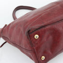PRADA Hand Bag Leather Red Gold Auth bs36531-16