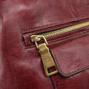PRADA Hand Bag Leather Red Gold Auth bs36531-18